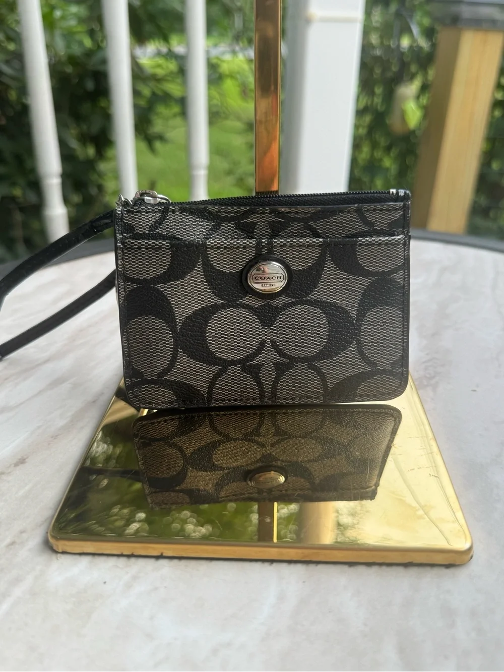 Coach Peyton signature ID skinny Signature Canvas Wristlet